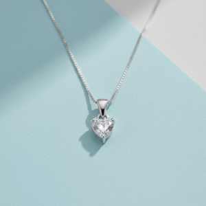 Heart shape white solitaire pendent in pure silver