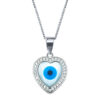 Evil eye Zircons studded heart shape pendent in 92.5 certified pure silver from parnika