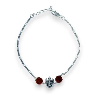 Pure silver Rakhi Bracelet with ganesh ji & 2 rudrakash in 92.5 silver for brother for rakshabandhan