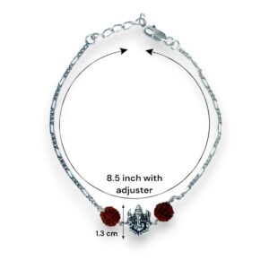 Pure silver Rakhi Bracelet with ganesh ji & 2 rudrakash in 92.5 silver for brother for rakshabandhan