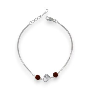 Pure silver Rakhi Bracelet with om symbol & 2 rudrakash in 92.5 silver for brother for rakshabandhan