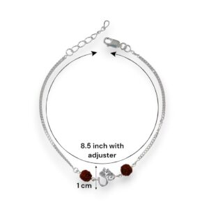 Pure silver Rakhi Bracelet with om symbol & 2 rudrakash in 92.5 silver for brother for rakshabandhan