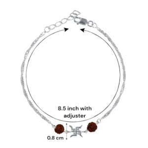 Pure silver Rakhi Bracelet with swastik & 2 rudrakash in 92.5 silver for brother for rakshabandhan