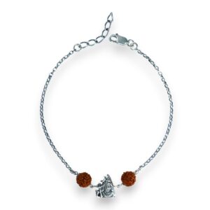 Pure silver Rakhi Bracelet with shivji & ruraksh in 92.5 silver for brother for rakshabandhan