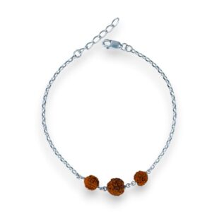 Pure silver Rakhi Bracelet with 3 ruraksh in 92.5 silver for brother for rakshabandhan
