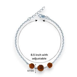 Pure silver Rakhi Bracelet with 3 ruraksh in 92.5 silver for brother for rakshabandhan