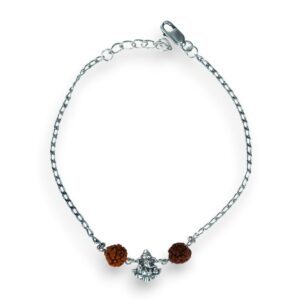 Pure silver Rakhi Bracelet with ganesh ji and ruraksh in 92.5 silver for brother for rakshabandhan