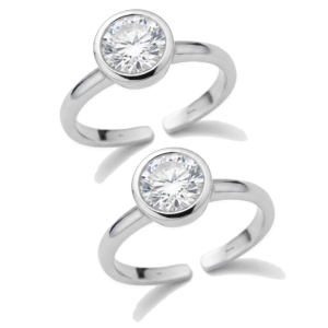 Solitaire round toe rings