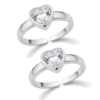 heart design white stone silver toe ring for women