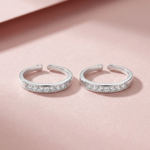 Single line silver toe ring for women