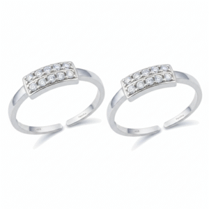 Double line silver toe ring for women