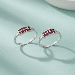 Double line silver toe ring for women