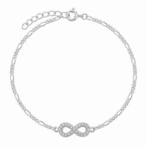 CZ Infinity Rakhi Bracelet in Silver with Cubic Zirconia by Parnika Jewels