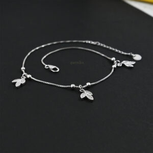 crystal leaf charm anklets