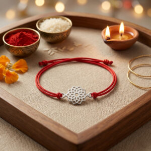 Abstract Floral Rakhi in Cotton Thread