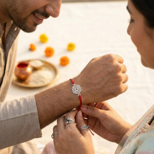 Abstract Floral Rakhi in Cotton Thread