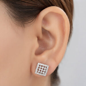 Square CZ Cluster Earrings