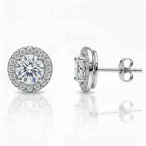 Round Halo CZ Earrings