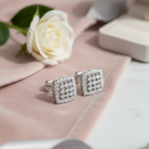 Square CZ Cluster Earrings
