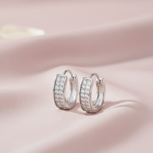 Double Layer CZ Huggie Hoops