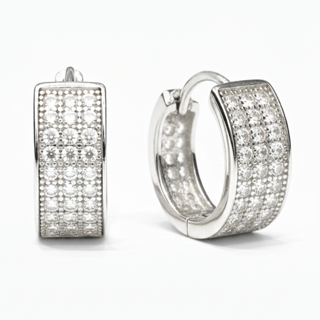 Triple Layer CZ Huggie Hoops