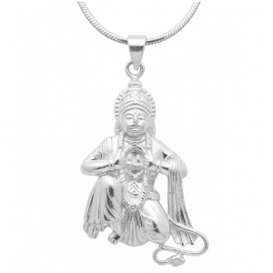 Hanuman devotional pendant - seated figure with ornamental headdress and chest armor