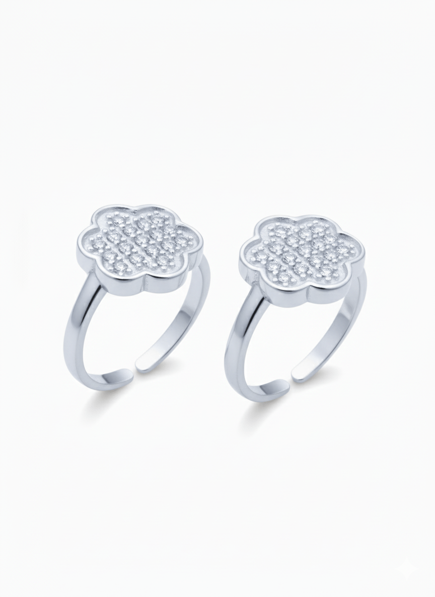 Micro CZ Flower Toe Rings Micro CZ Flower Toe Rings