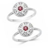 Red CZ Round Toe Rings