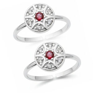 Red CZ Round Toe Rings