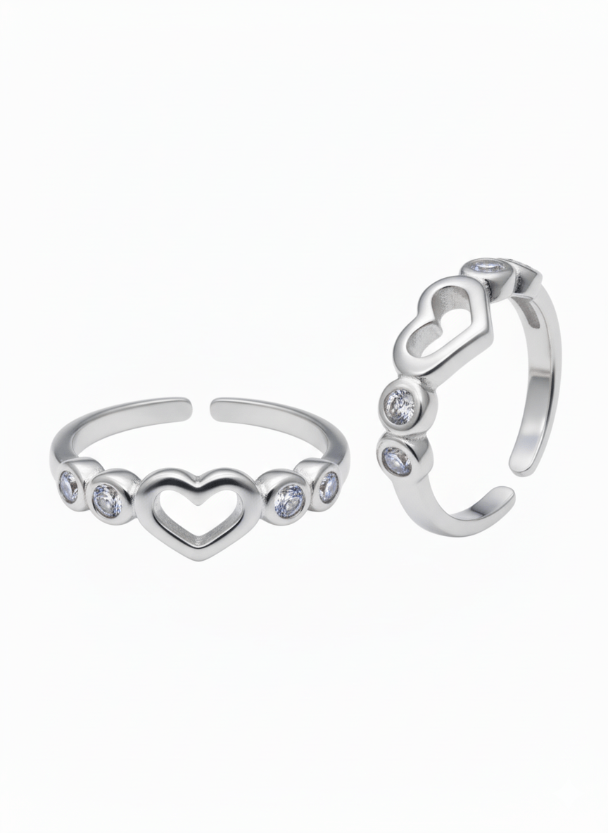 Heart CZ Toe Rings Heart CZ Toe Rings