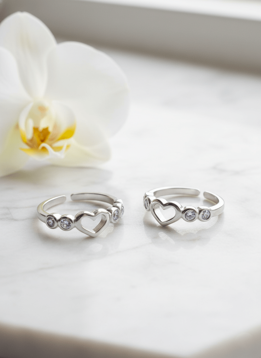 Heart CZ Toe Rings Heart CZ Toe Rings