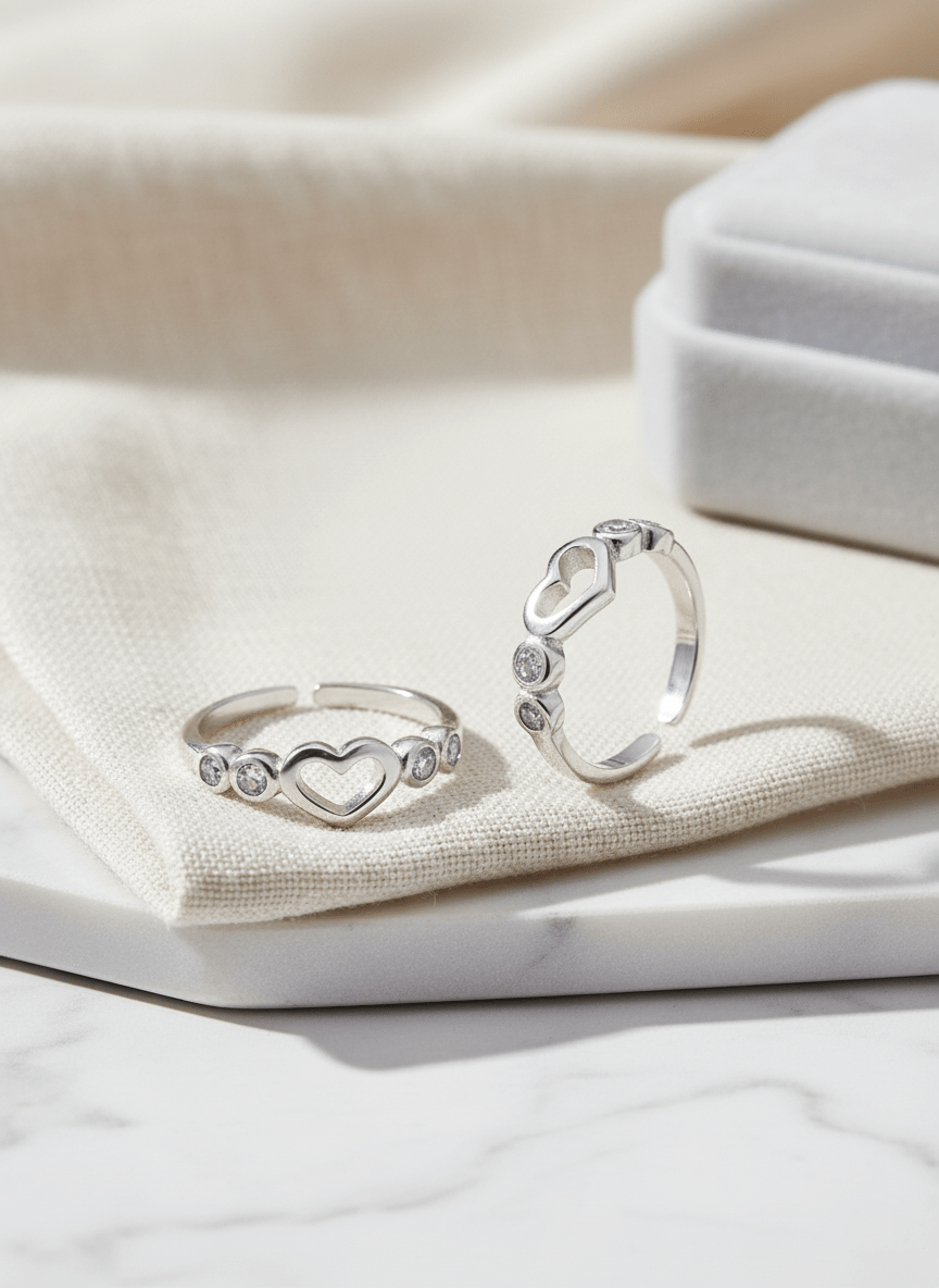 Heart CZ Toe Rings Heart CZ Toe Rings