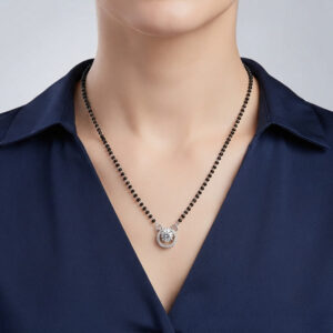 Round Mangalsutra Necklace with Cubic Zirconia Pendant