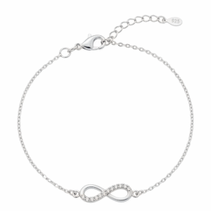 dainty infinity bracelet with cz stones on delicate chain