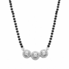 Triple CZ Circle Mangalsutra Necklace with black beaded chain and three cubic zirconia pendant