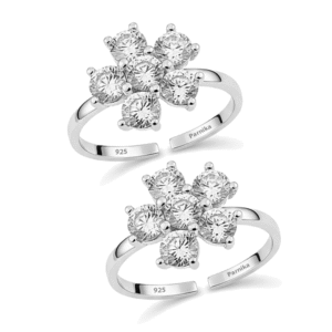 Floral CZ Toe Rings with Sparkling Cluster Design - Open Adjustable Style
