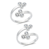 Triple CZ Cluster top open Toe Rings with adjustable design