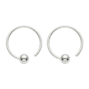 Textured hoop earrings 12mm with silver finish for women - daily wear stylish earrings
