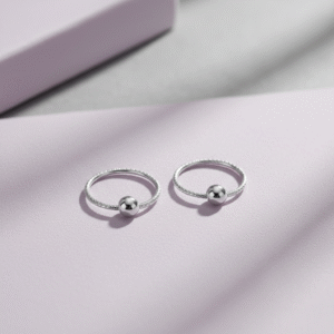 Textured hoop earrings 12mm with silver finish for women - daily wear stylish earrings