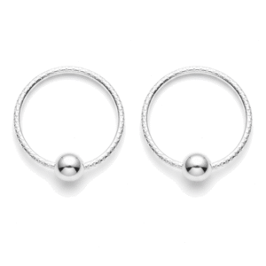 Textured hoop earrings 12mm with silver finish for women - daily wear stylish earrings