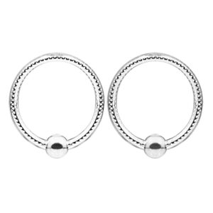 Textured hoop earrings 12mm with silver finish for women - daily wear stylish earrings