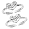 Heart toe rings adjustable CZ cluster diamond design