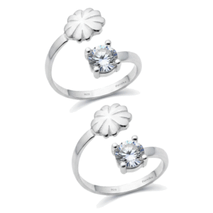 CZ Floral Top Open Toe Rings