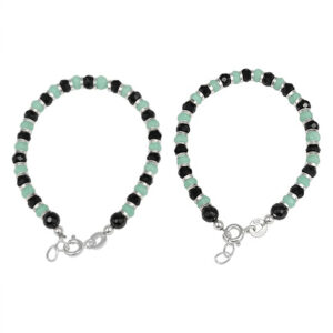 Turquoise Beads Baby Nazariya Bracelets - Pair of hand bracelets for infants with evil eye protection charm