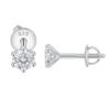 White Solitaire CZ Earrings Screw Back Clutch 925 Sterling Silver
