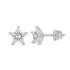 White star CZ earrings screw back clutch - unisex cubic zirconia stud earrings for kids and adults