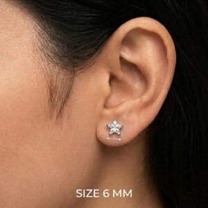 White star CZ earrings screw back clutch - unisex cubic zirconia stud earrings for kids and adults
