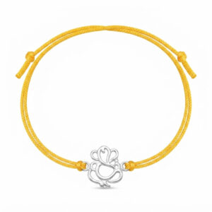 Adjustable thread rakhi featuring a polished Ganesha motif in 925 sterling silver