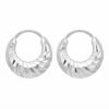 Pair of faceted 925 sterling silver hoop earrings with a sparkle cut textured finish