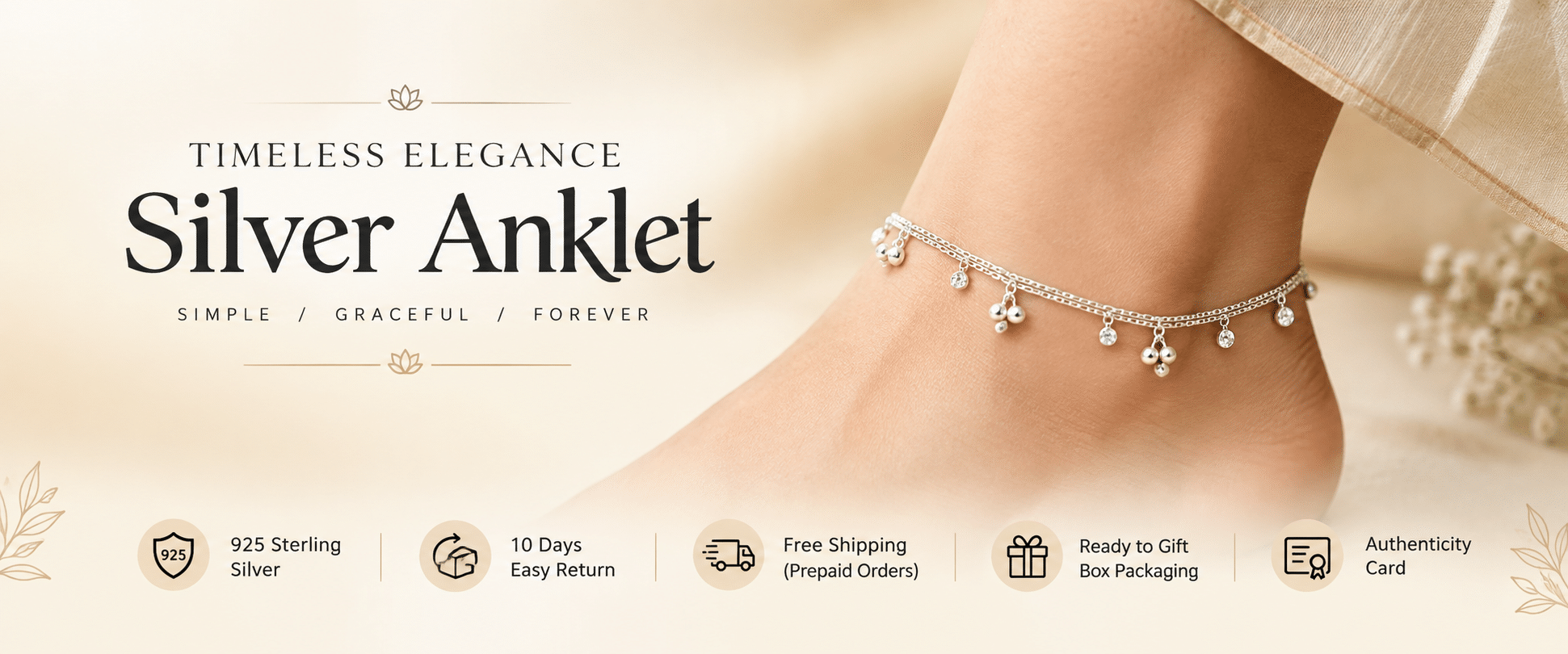 Shop 92.5 Pure Silver Anklets Online - Parnika Jewels